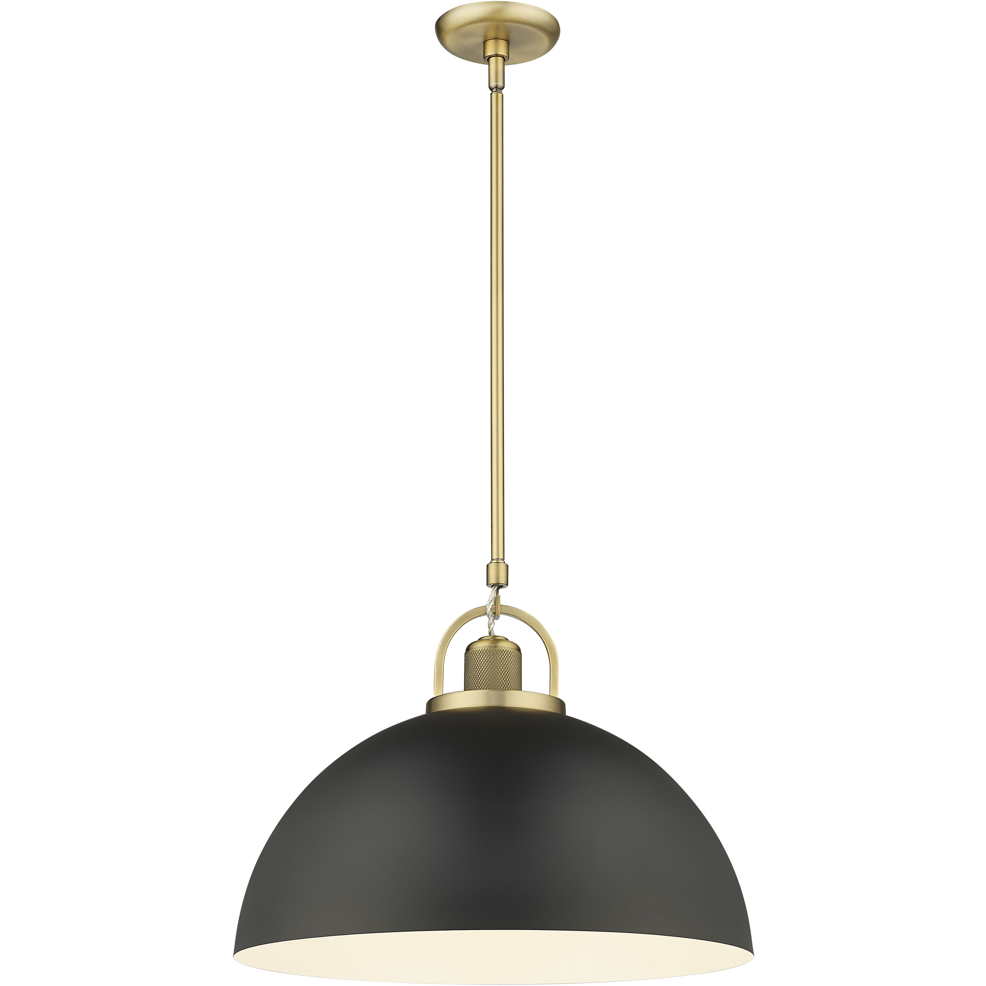 Artistan 1 Light 17.75 inch Vintage Brass/Matte Black Pendant Ceiling Light